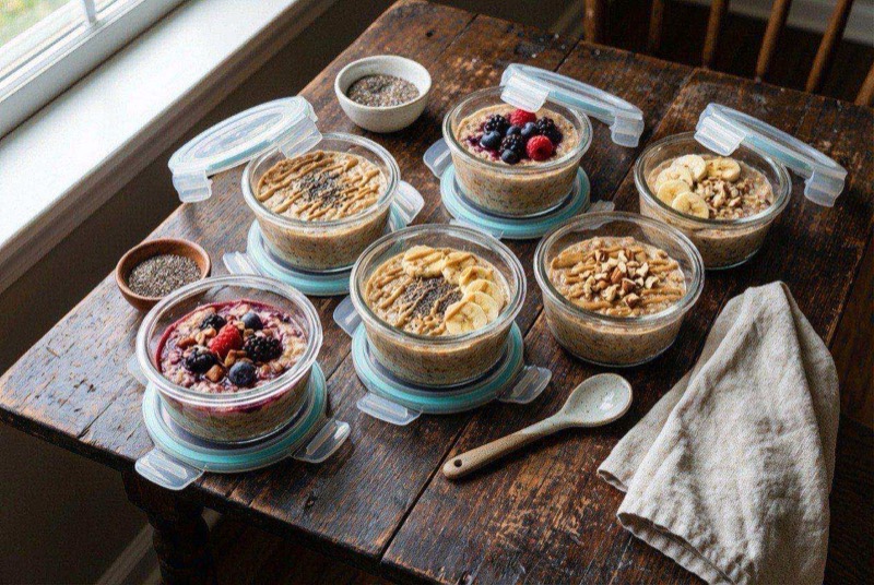 Microwave protein oatmeal in a large mug topped with sliced banana and a sprinkle of cinnamon